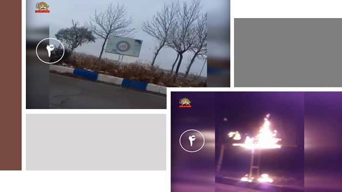 Neyshabur – Torching the sign related to the regime's Ministry of intelligence and Security – December 14, 2020