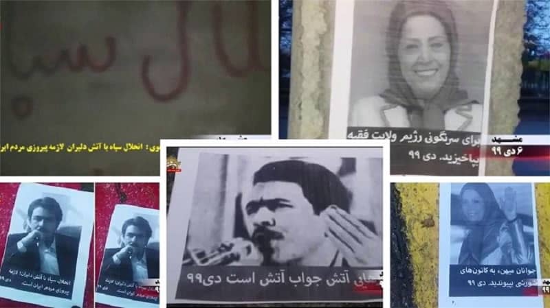 Mashhad – posting placards and writing graffities by supporters of the MEK, and Resistance Units: "Maryam Rajavi: Rise up to overthrow the clerical regime" – the final week of December 2020