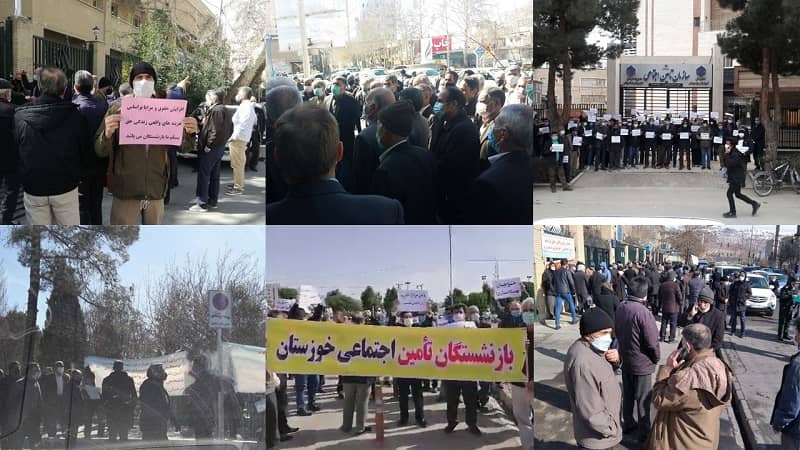 Hundreds of retirees and pensioners living on social security held rallies on 21 cities across Iran for the third consecutive week - February 21, 2021