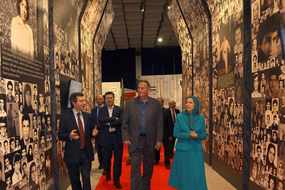 General Jones visits the museum of "120 Years of Struggle for Freedom in Iran", in Ashraf-3, the home of the MEK in Albania. Maryam Rajavi speaks to him about the sacrifice of the MEK members who were slaughtered by the Iranian regime.
