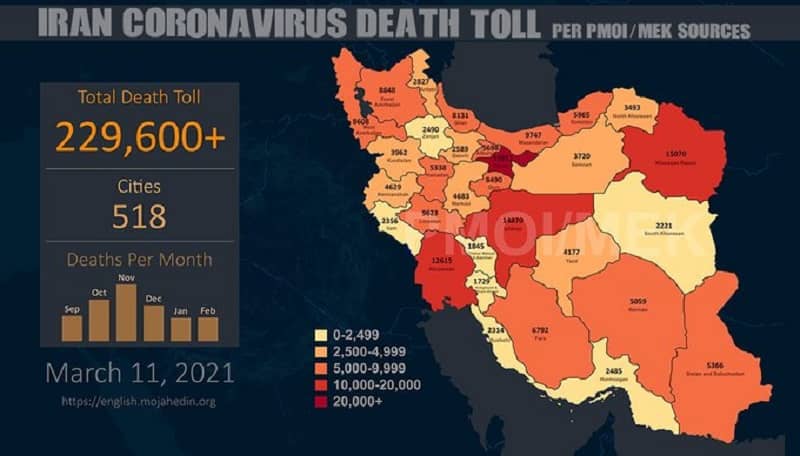 Infographi coronavirus death toll March 11 2021