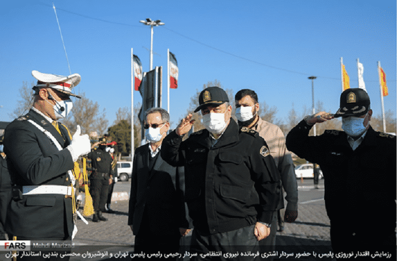 The Chief of Police, Tehran Police Chief, and Tehran Governor Anoushirvan Mohseni Bandapi in Azadi Square