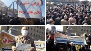 Protest of retirees in 28 cities checkered across Iran against regime’s institutionalized lootings and corruption – Sunday March 7, 2021.