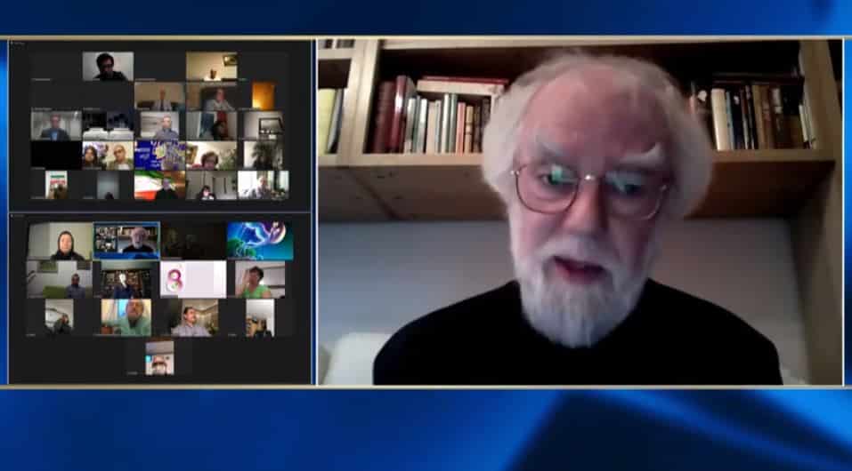 Archbishop Rowan Williams, speaks at the online conference marking the International Women's Day