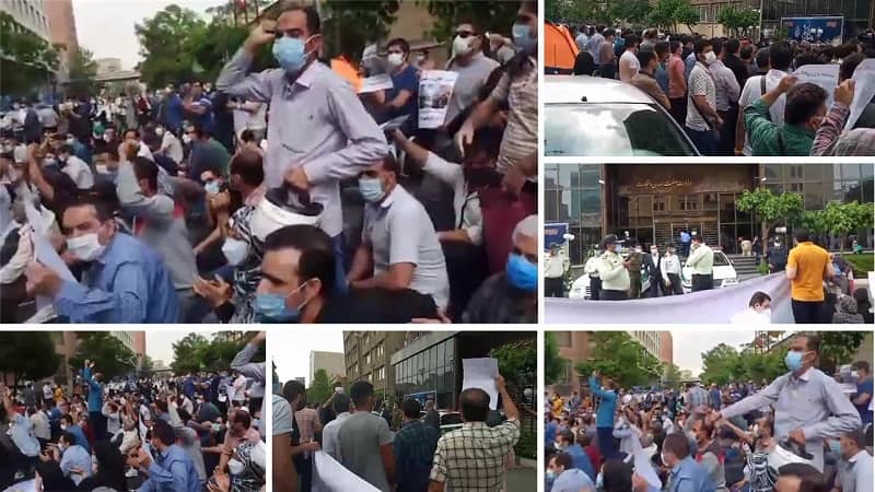 Tehran – Protest rally by AZOVICO defrauded investors in front of the regime’s Ministry of Industry, Mine and Trade – April 24, 2021