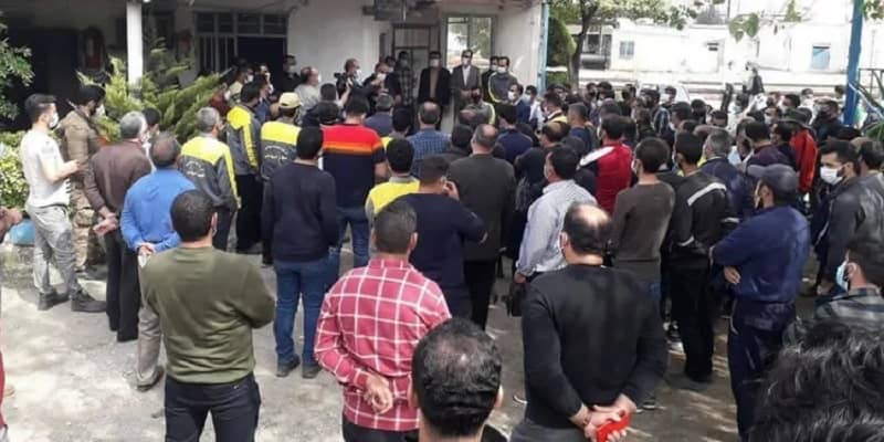Apr 24- Northern Mazandaran Railroad workers gathered outside the General Directorate of Railways to protest their employment status