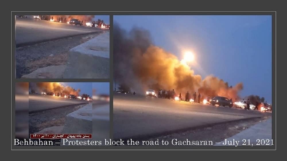 Behbahan – Defiant youths, block the highway to Gachsaran in solidarity with the Khuzestan uprising.