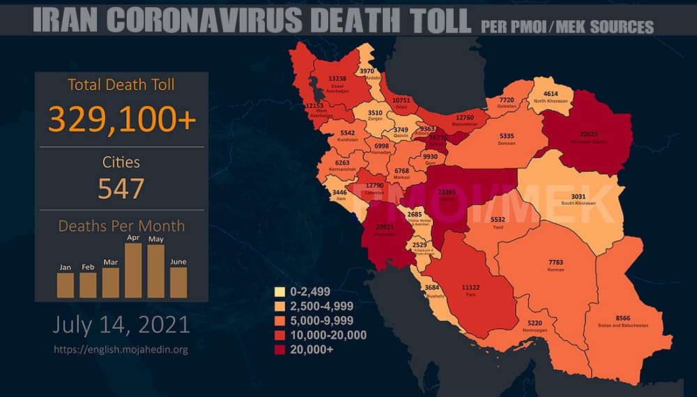Infographic-PMOI-MEK reports over 329,100 coronavirus (COVID-19) deaths in Iran