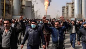 Protesting workers in Iran File Photo 696x395 1