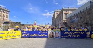 Freedom loving Iranians and Iranian opposition MEK supporters rallying outside the Swedish Parliament Stockholm Sweden June 10 2023 696x363