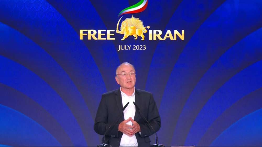 Former UN Human Rights Council President Joachim Rücker gave a speech in support of the Iranian people and Resistance led by NCRI President-elect Maryam Rajavi for prosecuting the mullahs' crimes against humanity and genocide at Free Iran World Summit—Day 3