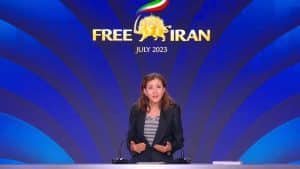 Ingrid Betancourt, former Colombian Presidential Candidate, gave a speech in support of the Iranian people and Resistance led by NCRI President-elect Maryam Rajavi for prosecuting the mullahs' crimes against humanity and genocide at Free Iran World Summit—Day 3