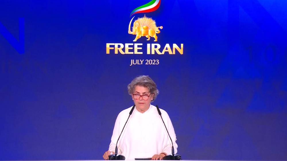 Syrian Political Activist Fada Hourani gave a speech in support of NCRI President-elect Maryam Rajavi for a democratic, secular republic of Iran at Free Iran World Summit—Day 2