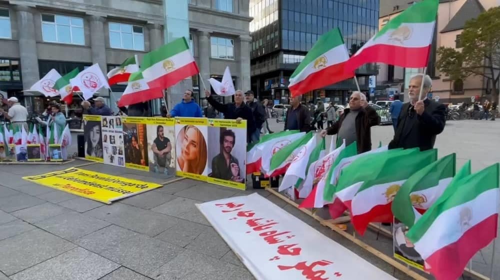 Cologne, Germany—October 21, 2023 MEK Supporters Held a Rally in Support of the Iran Revolution