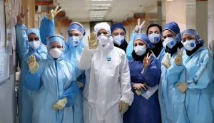 iran nurses victory sign