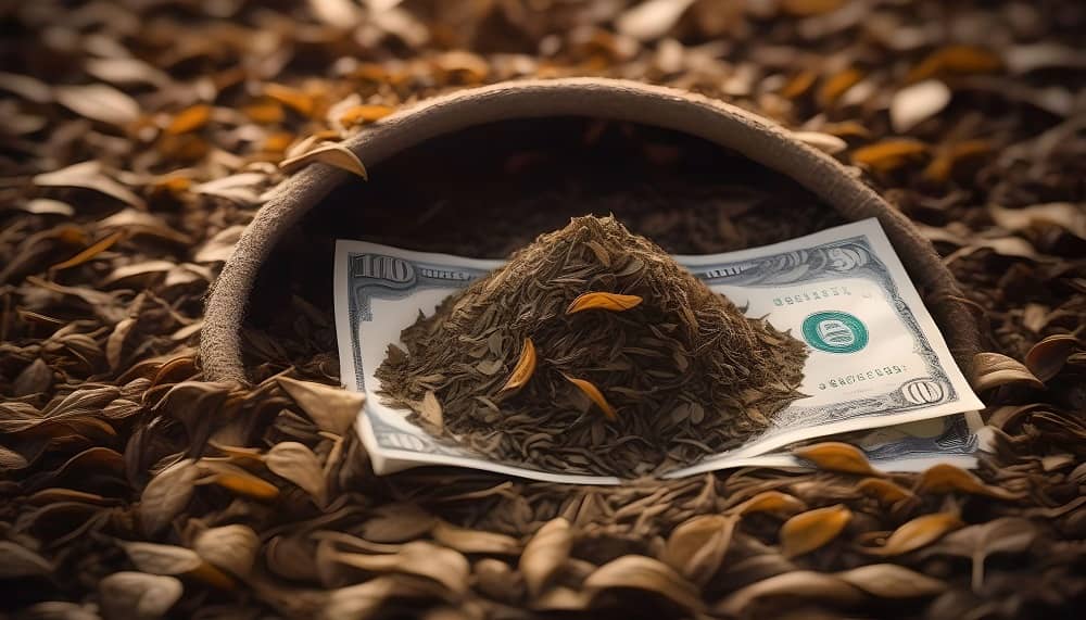 iran dollar banknote tea leaves