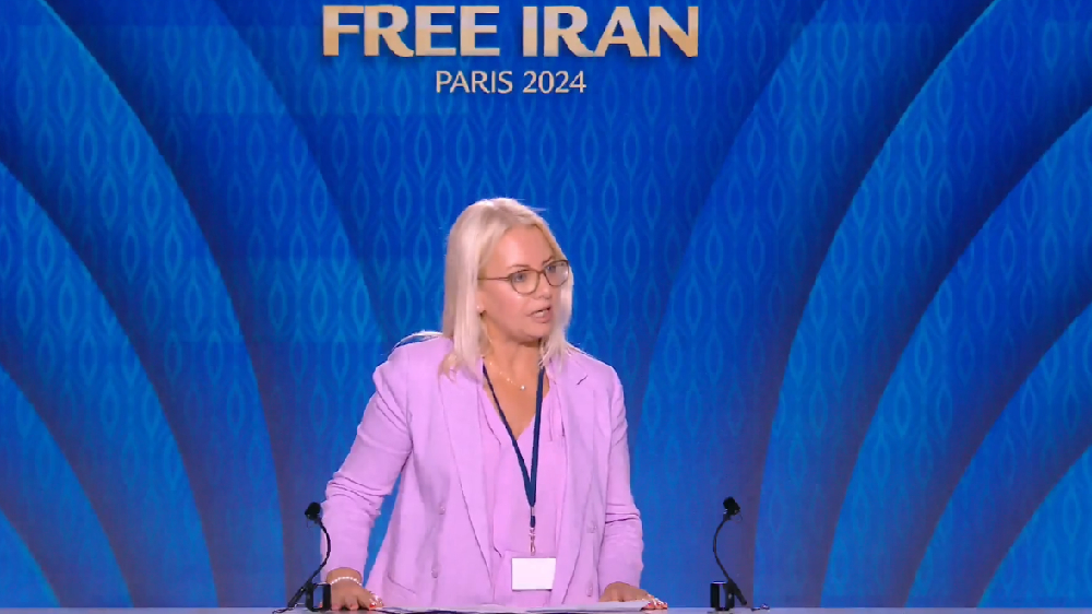 Fédération des Barreaux d’Europe President Izabela Konopacka gave a speech in support of the Iranian people and their Organized Resistance (NCRI and PMOI) led by Mrs. Maryam Rajavi for a free, democratic, non-nuclear republic of Iran.