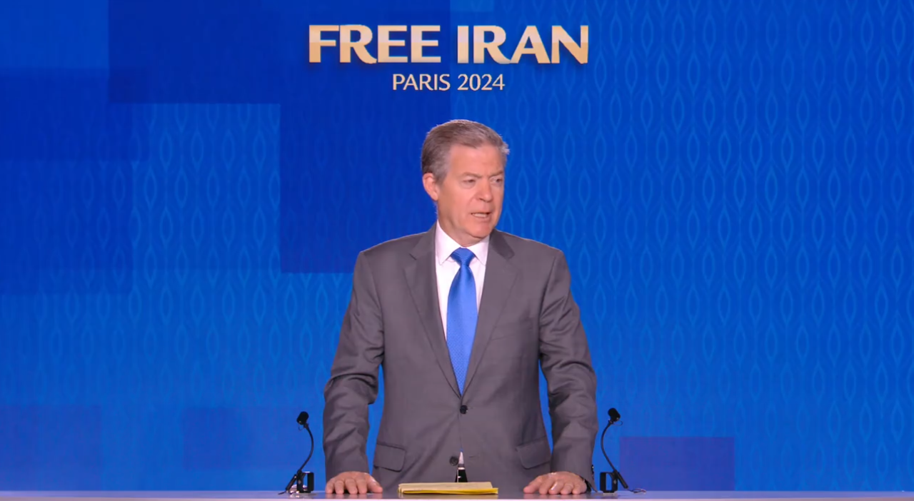 Former US Sen. Sam Brownback gave a speech in support of the Iranian people and their Organized Resistance (NCRI and PMOI) led by Mrs. Maryam Rajavi for a free, democratic, non-nuclear republic of Iran.