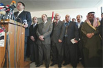 Ibrahim al-Janabi, a representative for former Prime Minister Allawi, delivering a statement