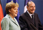 German Chancellor Angela Merkel and French President Jacques Chirac