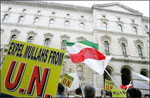 Iranians rally in London before the Foreign Office