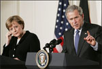 German Chancellor Angela Merkel and George W. Bush