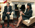 Secretary of State Condoleezza Rice meeting European Union's foreign policy chief, Javier Solana