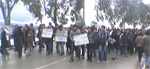 Students at the University of Science and Technology stage protest