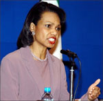 US Secretary of State Condoleezza Rice speaks during a joint press conference in Kuwait City, 16 January. Rice has ended a regional tour after gaining a firm Arab stance calling on Iran not to meddle in Iraq and support for the Bush administration's new Iraq strategy.(AFP/File/Yasser Al-Zayyat) 