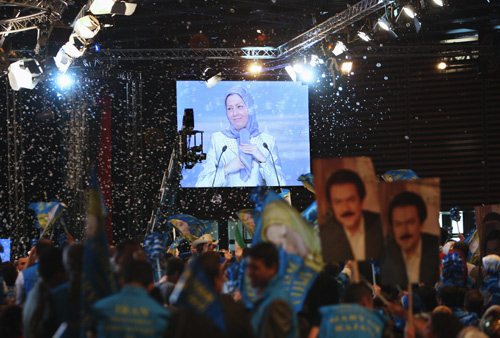 Maryam Rajavi speaks to supporters in Paris on Saturday at a rally  organized by the opposition National Council of Resistance of Iran