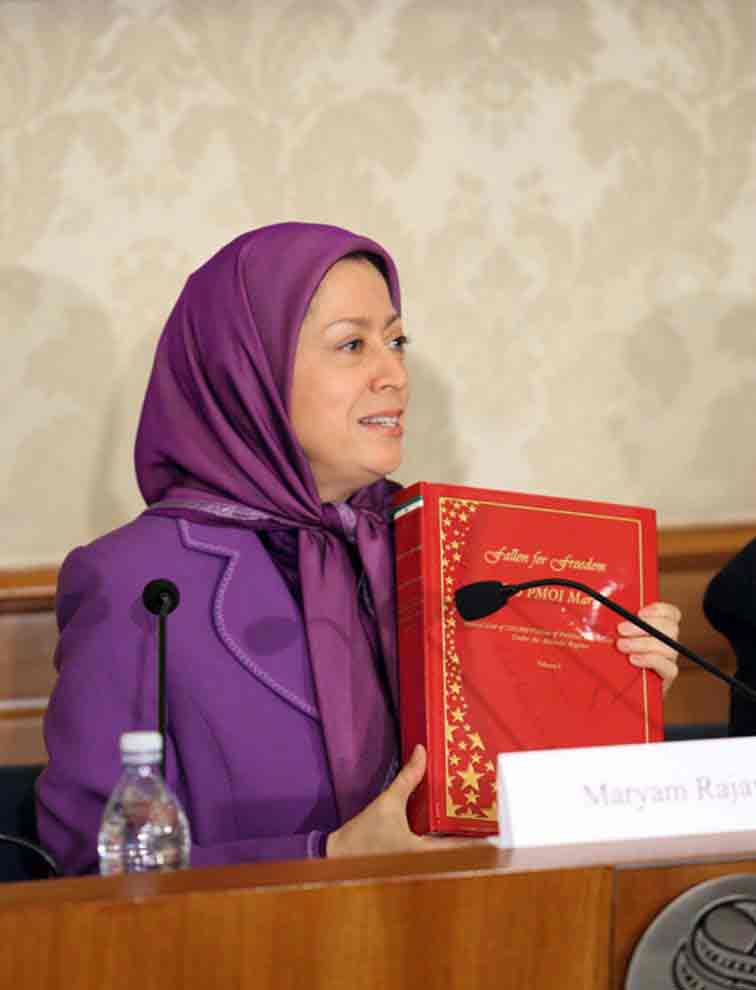 Maryam Rajavi addressing a meeting in Italy's Senate