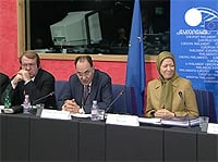 Mr. Struan Stevenson, Vice-President of the EPP-ED group at the European Parliament and Co-chair of the Friends of a Free Iran (FOFI) Intergroup at the EP, Dr. Alejo Vidal-Quadras, Vice President of the European Parliament, Maryam Rajavi, President of the National Council of Resistance of Iran
