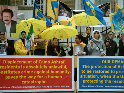 Iranian exiles protest in cities around the world against restrictions on Camp Ashraf