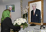 Maryam Rajavi, head of the National Council of Resistance of Iran (NCRI), pays her respects at a memorial service for Lord Slynn of Hadley, the former Judge of the European Court in Auvers- sur-Oise, a suburb of Paris April 25, 2009.