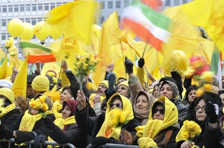 Photo: Thousands of supporters of the Iranian resistance demonstrated on January 27, 2009 during a rally in front of the European Union council headquarters in Brussels. The rally came one day after the EU Foreign Ministers decided to remove People's Mojahedin of Iran (PMOI/MEK) from the EU terrorist list. The European Union on 26 January 2009 removed PMOI, from its blacklist, bringing an end to a long legal battle. 