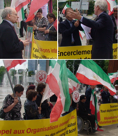 Hon. David Kilgour and Mr. David Matas speaking at the rally by Iranian exiles, across the European Headquarters of the United Nations in Geneva