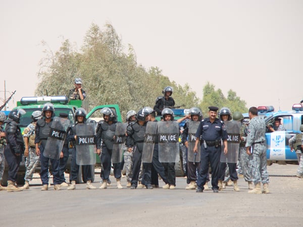 Iraqi police at the enterance of Camp Ashraf