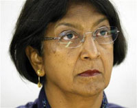 United Nations High Commissioner for Human Rights Navi Pillay listens during the Human Rights Council at the U.N. European headquarters in Geneva September 14, 2009.