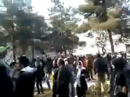 A video grab of protest in Vali-asr Square earlier today