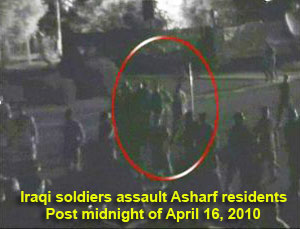 Around midnight on April 16, 2010, the Iraqi forces attacked residents of Camp Ashraf, home to 3,400 members of Iran’s main opposition, the People’s Mojahedin Organization of Iran (PMOI/MEK).  Threatening to occupy a number of buildings by force, they used electric batons, daggers and iron bars in beating up the residents, wounding five. They also tried to abduct a female resident but were thwarted when she resisted.