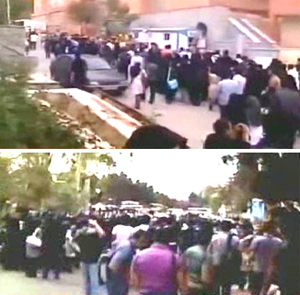 Chants of “Down with Ahmadinejad” by Meli University students in Tehran
