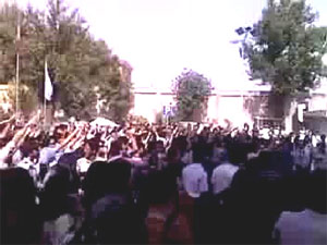 Students demonstrated chanting "This month is the month of blood; the dictatorship shall fall" 