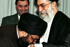 LEBANESE HEZBOLLAH LEADER KISSING HAND OF KHAMENEI