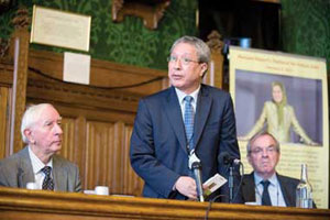 Former UN official Tehar Bomedra speaking in conference in Westminister on Iran