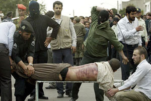 File photo: A man being flogged in public in Qazvin, August 2007