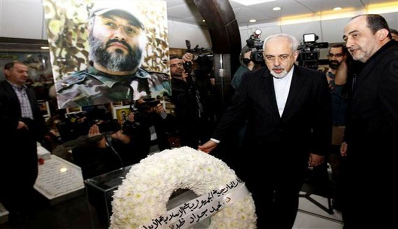 January 2014: The Iranian regime’s Foreign Minister and point man in the nuclear talks, Mohammad Javad Zarif, lays a wreath on the grave of Imad Mughniyeh, the main man behind 1983 Beirut bombing.