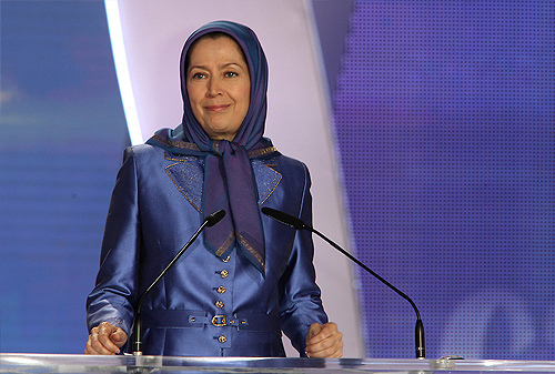 Maryam Rajavi addressing the annual Iran Freedom rally in Paris on June 13, 2015