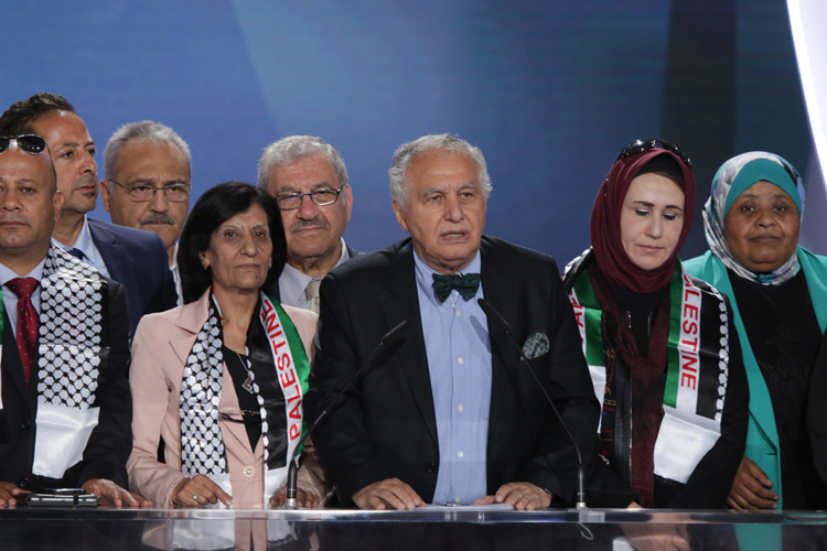Mr. Sid Ahmed Ghozali, former Prime Minister of Algeria, addresses the Iran Freedom rally