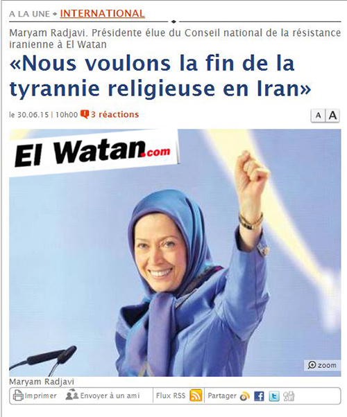 El Watan interview with Maryam Rajavi, President-elect of the Iranian Resistance