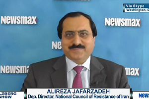  Alireza Jafarzadeh, deputy director of the US Representative Office of the National Council of Resistance of Iran (NCRI) speaking on Newsmax TV, July 2, 2015